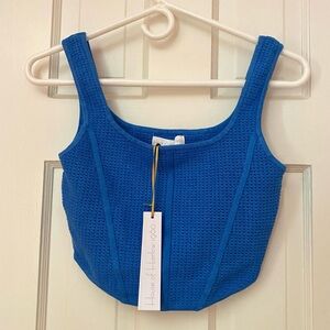 NWT House of Harlow 1960 Crochet Blue Crop Top Luxe Essentials